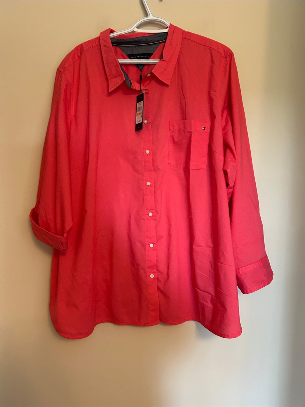 Tommy Hilfiger Bright Pink Casual Button-Down Blouse size 2X new/tags